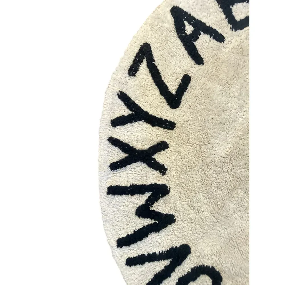 Lorena Canals Circle ABC Alphabet White Rug Carpet Machine Wash Nursery Decor